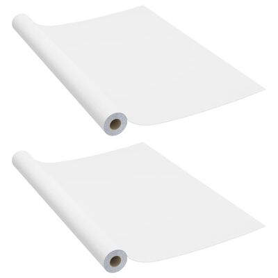 vidaXL Samolepiace tapety na nábytok 2 ks, biele 500x90 cm, PVC