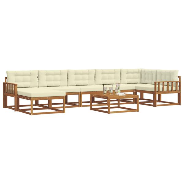 vidaXL Z&aacute;hradn&aacute; s&uacute;prava gaučov s vank&uacute;&scaron;om 8 pcs Pr&iacute;rodn&aacute; a kr&eacute;mov&aacute;