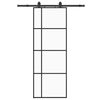 vidaXL Posuvn&eacute; dvere s kovan&iacute;m čierne 76x205 cm ESG sklo