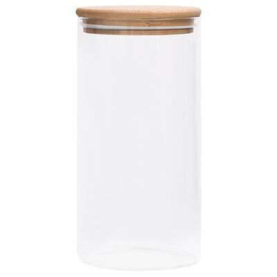 vidaXL Skladovacie sklenené poháre s bambusovými viečkami 4 ks 1200 ml