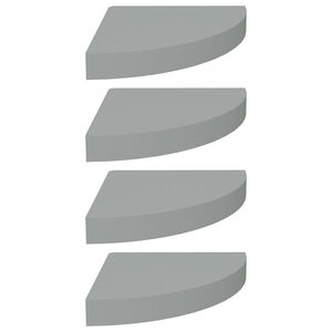 vidaXL Pl&aacute;vaj&uacute;ce rohov&eacute; police 4 ks, siv&eacute; 25x25x3,8 cm, MDF