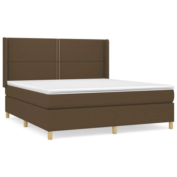 vidaXL Boxspring posteľ s matracom tmavohned&aacute; 180x200 cm l&aacute;tka