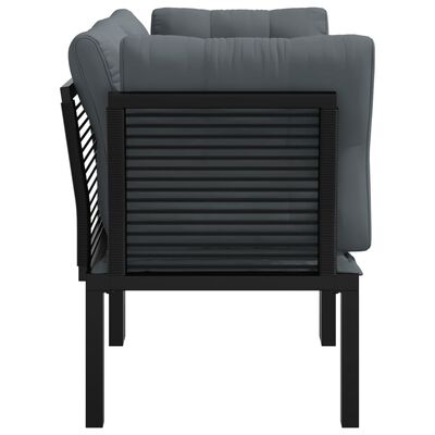 vidaXL Záhradné rohové stoličky a vankúše 2 ks čierne a sivé polyratan