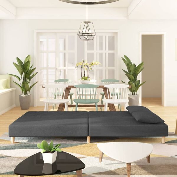 vidaXL 2-miestna rozkladacia pohovka s 2 vank&uacute;&scaron;mi, tmavosiv&aacute;, l&aacute;tka