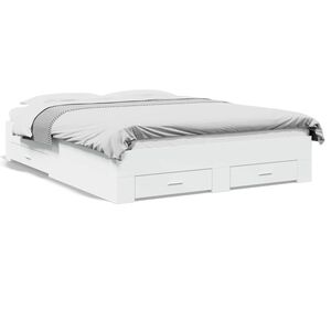 vidaXL Posteľn&yacute; r&aacute;m so z&aacute;suvkami biely 150x200 cm kompozitn&eacute; drevo