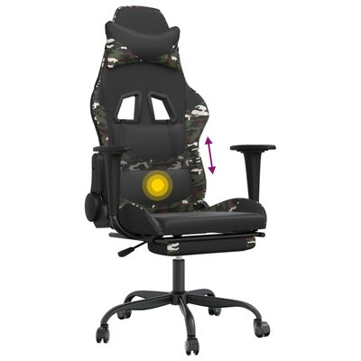 vidaXL Herná stolička s podnožkou čierna a maskovacia umelá koža
