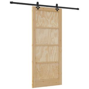 vidaXL Posuvn&eacute; dvere Pr&iacute;rodn&aacute; a čierna 86 x 198,5 cm Borovicov&yacute; mas&iacute;v
