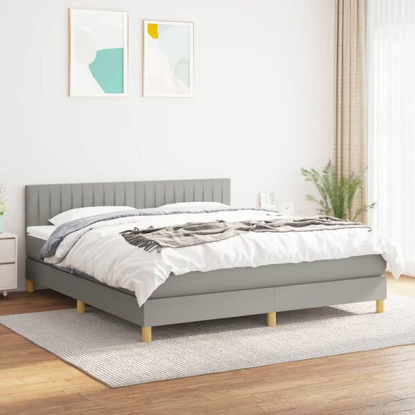 vidaXL Boxspring posteľ s matracom svetlosiv&aacute; 100x200 cm l&aacute;tka