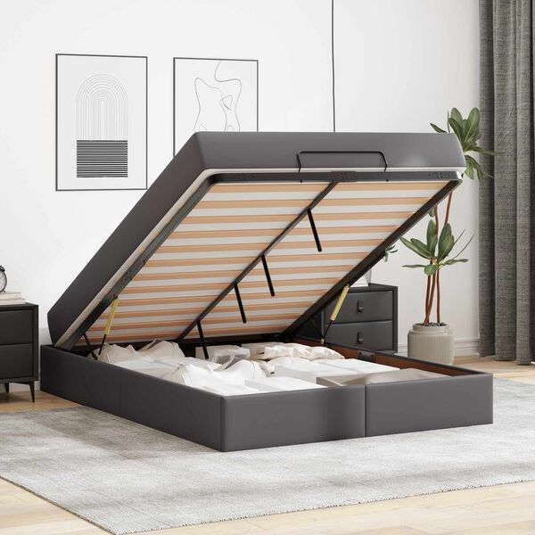 vidaXL R&aacute;m postele s matracom s matracmi 2 pcs Siv&aacute; PVC