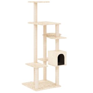 vidaXL &Scaron;krabadlo pre mačky so sisalov&yacute;mi stĺpikmi kr&eacute;mov&eacute; 142 cm