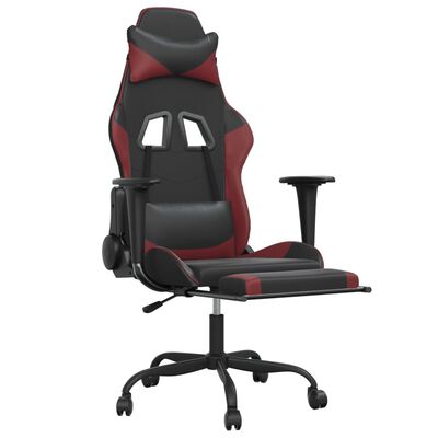 vidaXL Herná stolička s podnožkou čierna a vínovočervená umelá koža