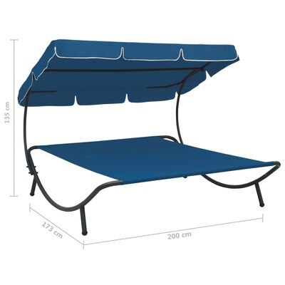 vidaXL Záhradná posteľ s baldachýnom, modrá