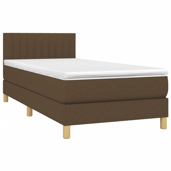 vidaXL Boxspring posteľ s matracom tmavohned&aacute; 90x190 cm l&aacute;tka