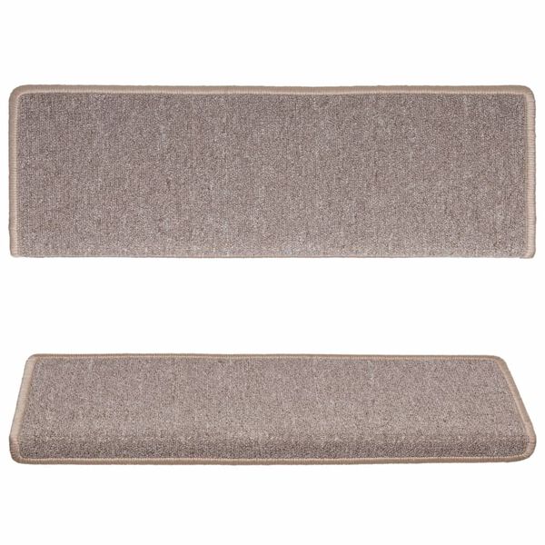 vidaXL Schodové rohože 15 ks 65x21x4 cm svetlohnedé s obdĺžnikovým okrajom