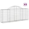 vidaXL Obl&uacute;kov&eacute; gabionov&eacute; ko&scaron;e 9 ks 200x30x80/100cm pozinkovan&eacute; železo