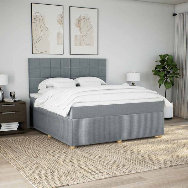 vidaXL Boxspring posteľ s matracom bledosiv&aacute; 180x200 cm l&aacute;tka