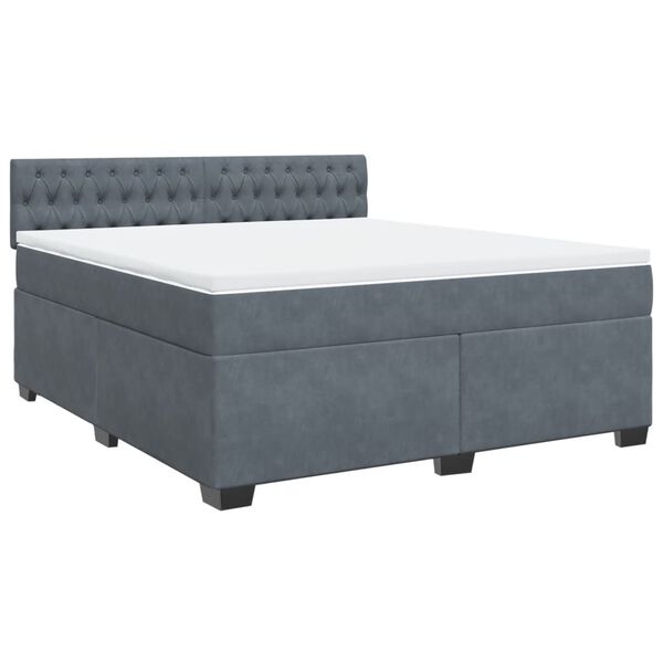 vidaXL Posteľn&yacute; r&aacute;m boxspring s matracom tmavosiv&yacute; 180x200 cm zamat