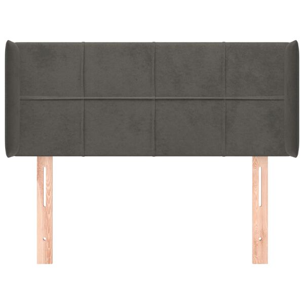 vidaXL Čelo postele so z&aacute;hybmi tmavosiv&eacute; 83x16x78/88 cm zamat