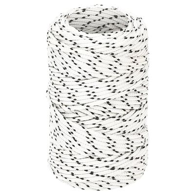 vidaXL Pletené lodné lano biele 2 mm x 25 m polyester