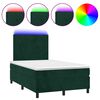 vidaXL Posteľn&yacute; r&aacute;m boxsping matrac a LED tmavozelen&yacute; 120x200 cm zamat