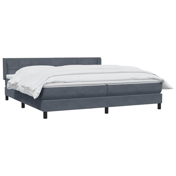 vidaXL Posteľn&yacute; r&aacute;m boxspring s matracom tmavosiv&yacute; 180x210 cm zamat