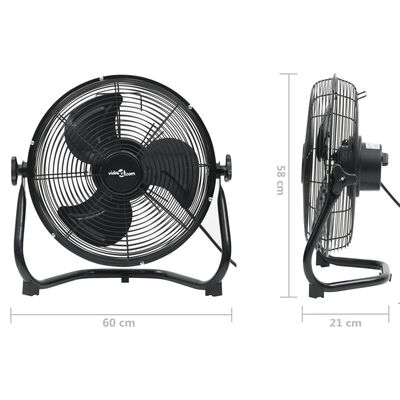 vidaXL Podlahový ventilátor 3 rýchlosti 60 cm 120 W čierny