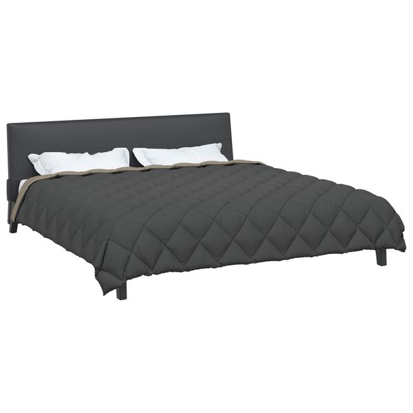 vidaXL Zimn&yacute; prehoz Svetlo &scaron;ed&aacute; a antracitov&aacute; 220 x 200 cm Mikrovl&aacute;kno