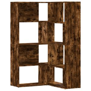 vidaXL Rohov&aacute; knižnica 4 police dymov&yacute; dub 85x85x140 cm kompoz. drevo