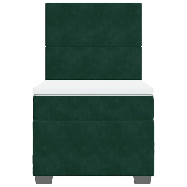 vidaXL Posteľn&yacute; r&aacute;m boxsping s matracom tmavozelen&yacute; 90x190 cm zamat