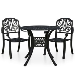 vidaXL 3-dielna bistro s&uacute;prava liaty hlin&iacute;k čierna