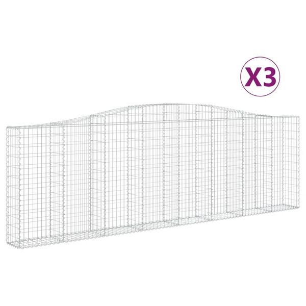 vidaXL Oblúkové gabionové koše 3 ks 400x30x120/140 cm pozink. železo