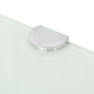 vidaXL Rohová polička s chrómovanou podperou, sklenená, biela, 35x35 cm