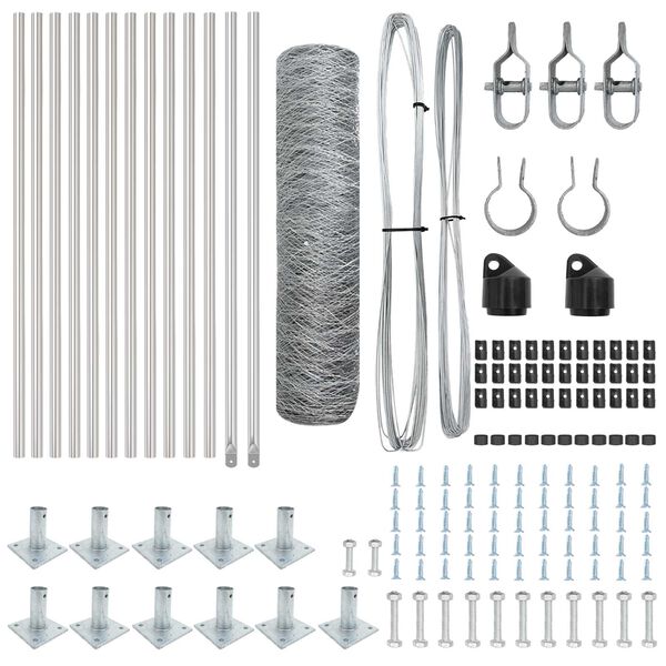 vidaXL Stĺp na plot. Strieborn&aacute; 25 x 0,5 m (50 mm sieťovina) Oceľ