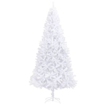 vidaXL Osvetlený umelý vianočný stromček s guľami, LED 300 cm, biely
