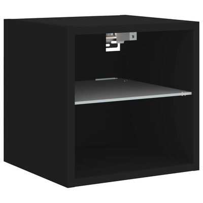 vidaXL 8-dielne TV nástenné skrinky s LED čierne kompozitné drevo
