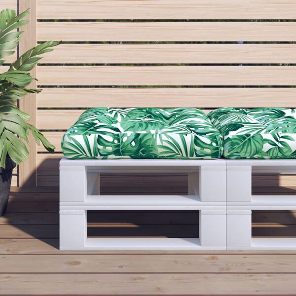 vidaXL Podu&scaron;ka na paletov&uacute; pohovku vzor listov 60x60x12 cm l&aacute;tka