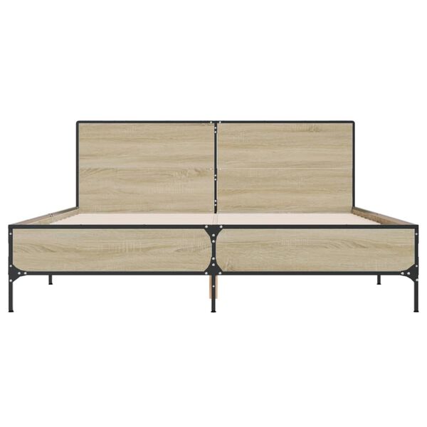 vidaXL Posteľný rám dub sonoma 150x200 cm kompozitné drevo a kov