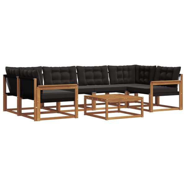 vidaXL Z&aacute;hradn&aacute; s&uacute;prava gaučov s vank&uacute;&scaron;om 7 pcs Pr&iacute;rodn&aacute; a čierna