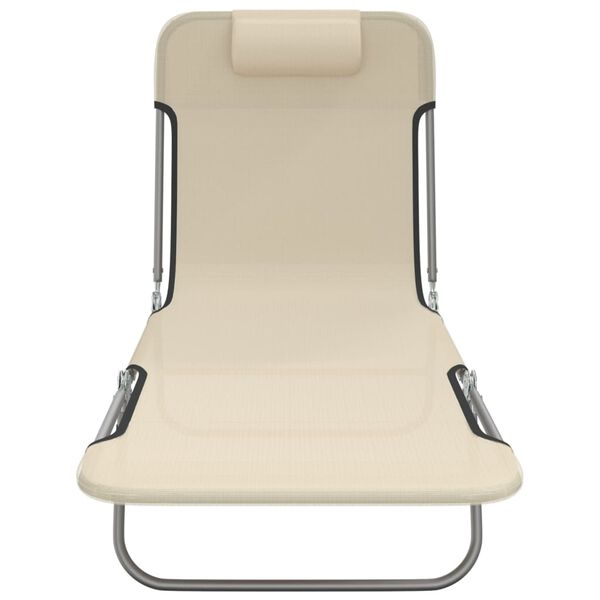 vidaXL Skladacie leh&aacute;tka 2 ks kr&eacute;mov&eacute; textil&eacute;n a oceľ