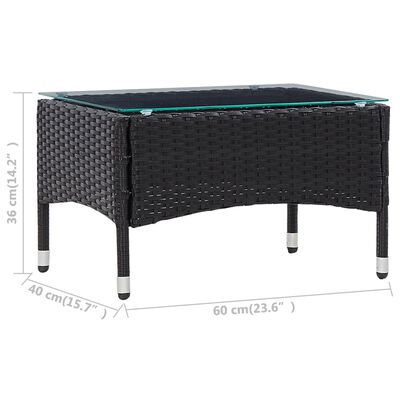 vidaXL Konferenčný stolík, čierny 60x40x36 cm, polyratan
