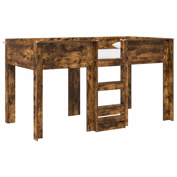 vidaXL Poschodov&aacute; posteľ pre deti s matracmi Dymov&aacute; dub 100 x 200 cm