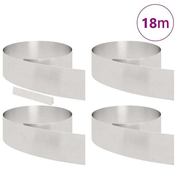 vidaXL Obrubn&iacute;k tr&aacute;vnika 4 pcs Strieborn&aacute; 450 x 0.05 x 15 cm
