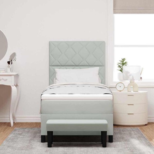 vidaXL Posteľ s pružinov&yacute;m r&aacute;mom Svetlosiv&aacute; 90 x 190 cm Zamat