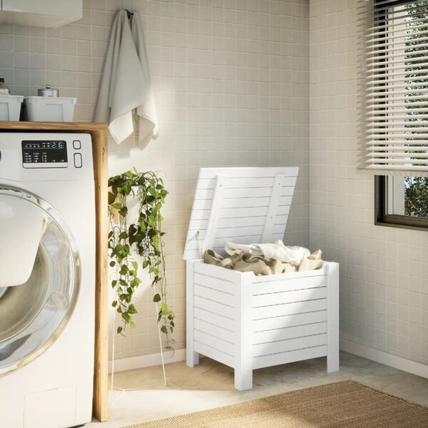 vidaXL Úložný box s vekom RANA biely 60x49x54 cm borovicový masív