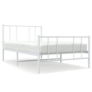 vidaXL Kovov&yacute; r&aacute;m postele s čelom a podnožkou biely 75x190 cm