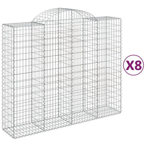 vidaXL Oblúkové gabiónové koše 8ks 200x50x160/180cm pozinkované železo
