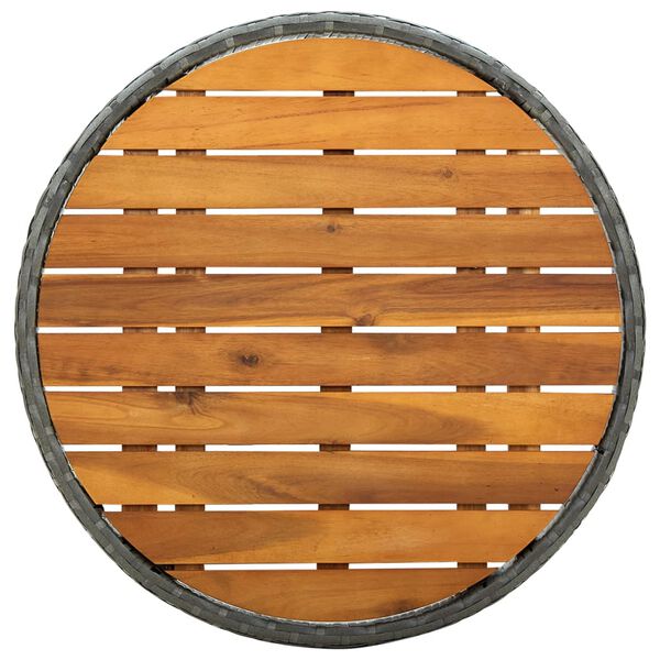 vidaXL Čajov&yacute; stol&iacute;k siv&yacute; 60 cm polyratan ak&aacute;ciov&yacute; mas&iacute;v