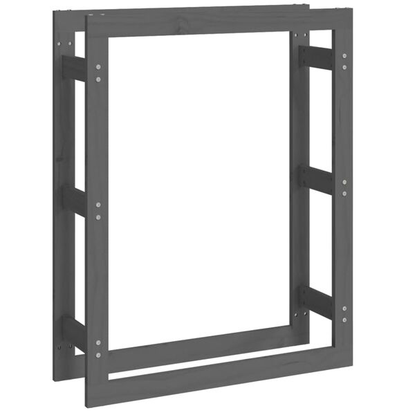 vidaXL Stojan na palivové drevo sivý 80x25x100 cm masívna borovica