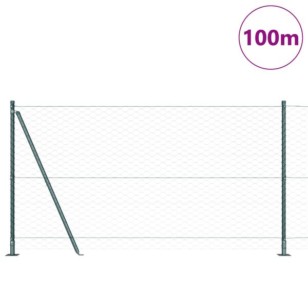 vidaXL Stĺp na plot. Zelená 100 x 1,2 m (50 mm sieť) Ocel a PVC
