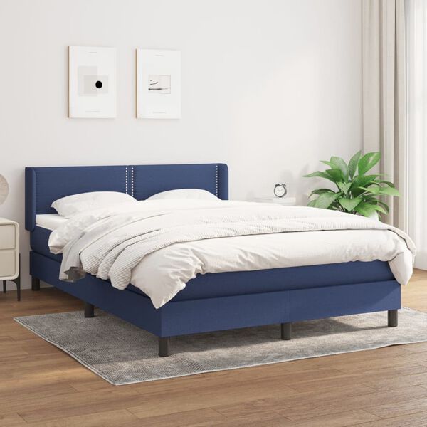 vidaXL Posteľn&yacute; r&aacute;m boxspring s matracom modr&yacute; 140x200 cm l&aacute;tka